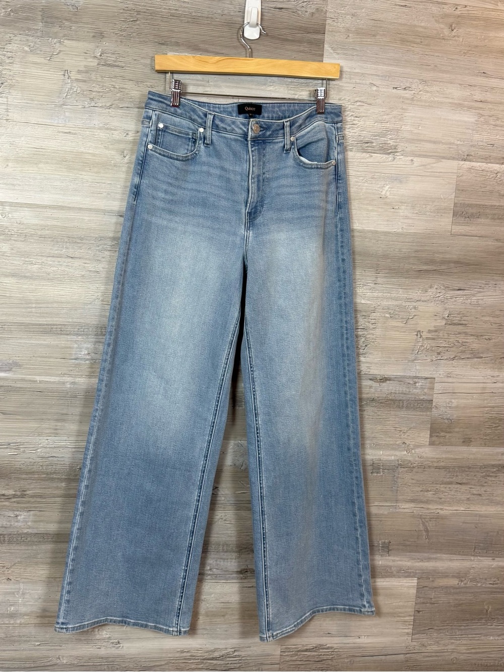 Quince Bella Stretch Wide Leg Jeans Light Wash Size 31 Organic Cotton - Picture 7 of 7